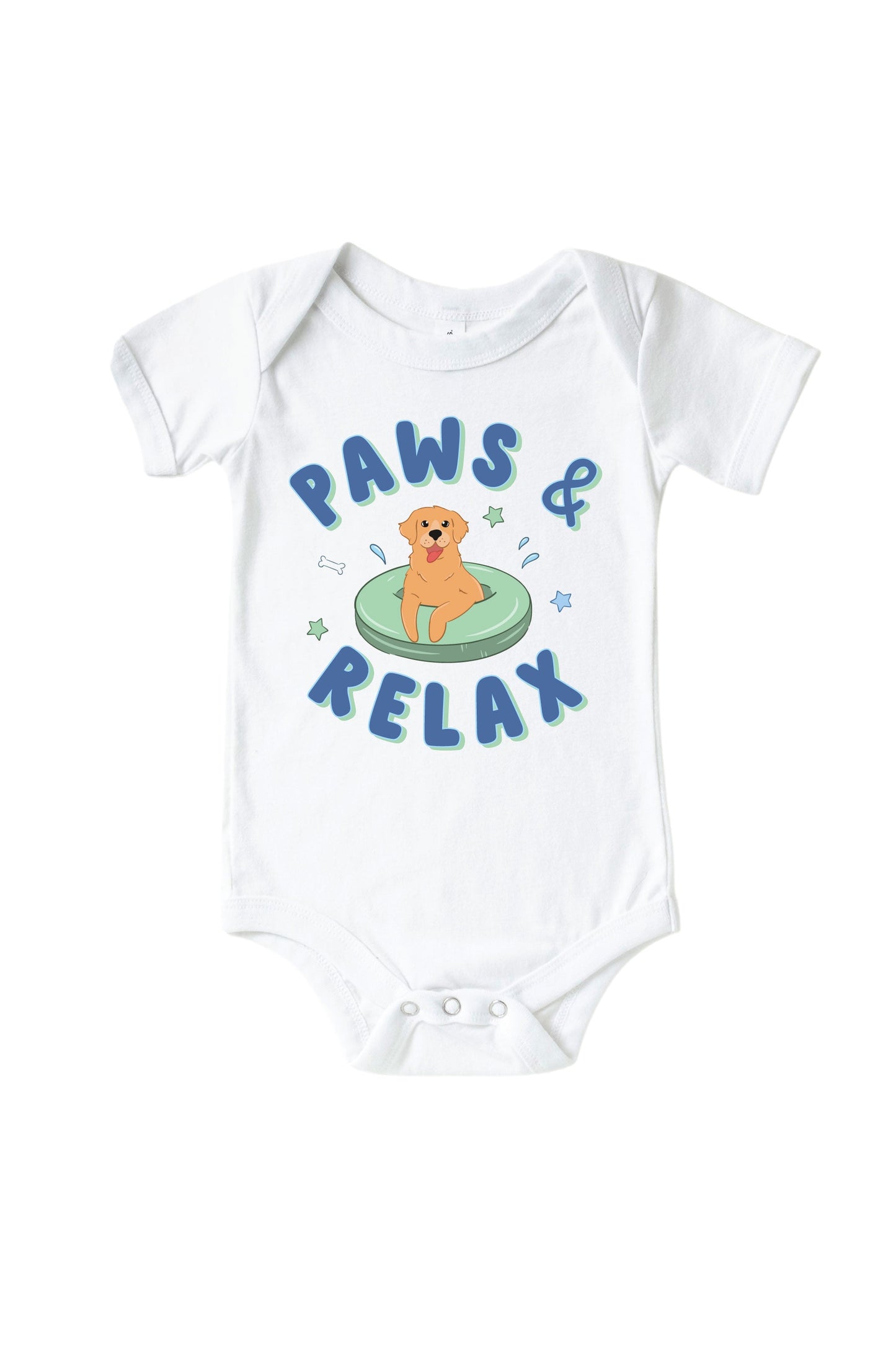 Paws & Relax Blue Graphic Bodysuit & Kids Tee | White
