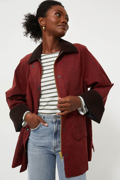 Brick Red Chiltern Street Jacket in Waxed Cotton