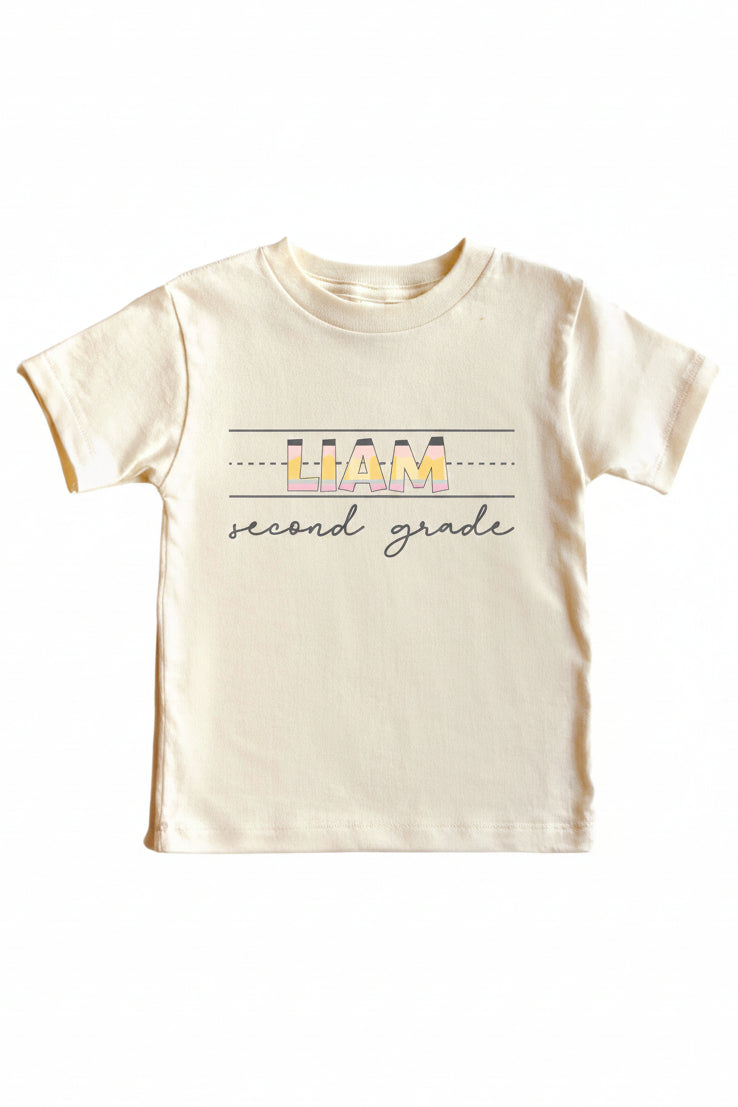 Personalized New Grade Kids Graphic Tee | Natural