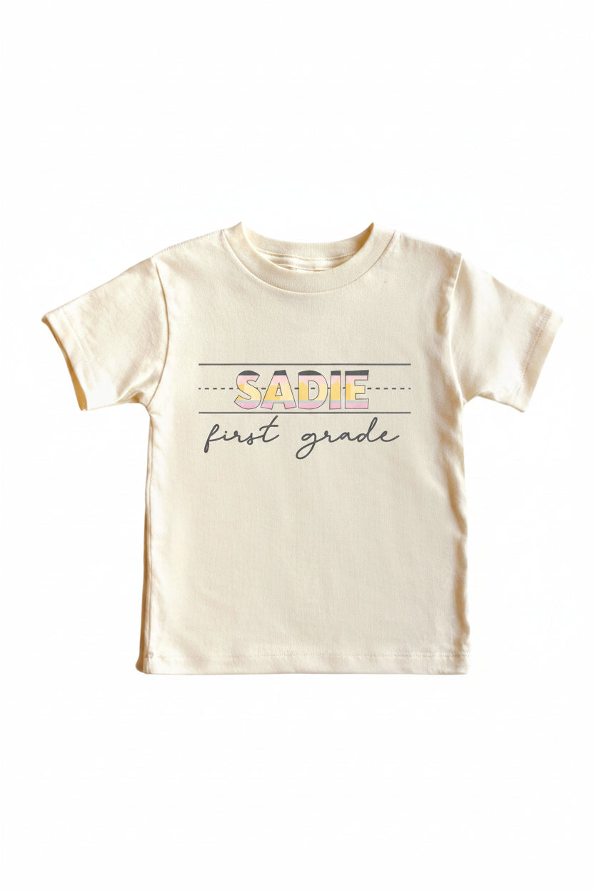 Personalized New Grade Kids Graphic Tee | Natural