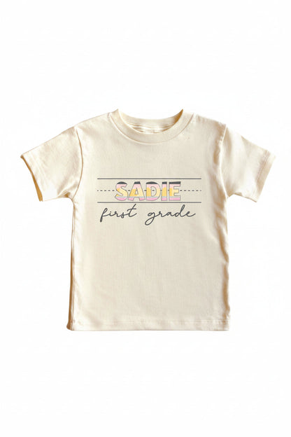 Personalized New Grade Kids Graphic Tee | Natural