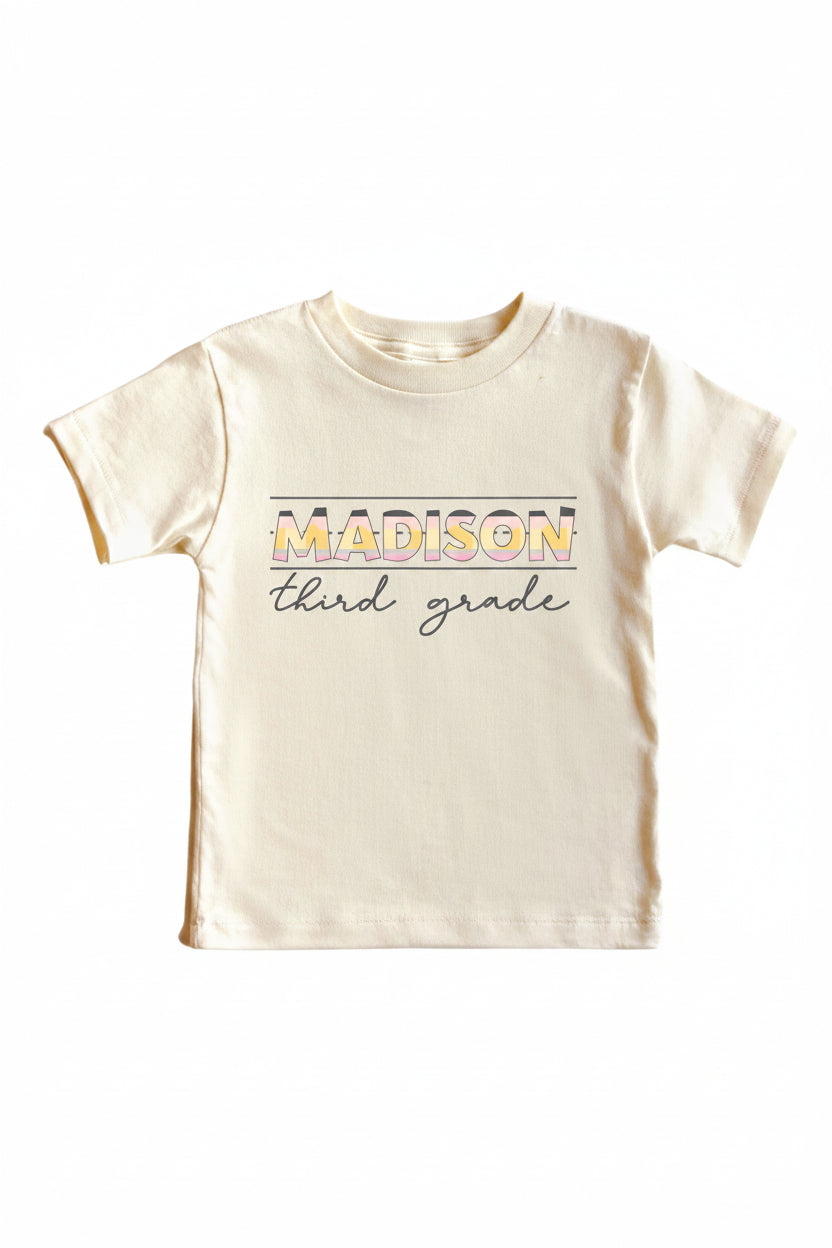 Personalized New Grade Kids Graphic Tee | Natural