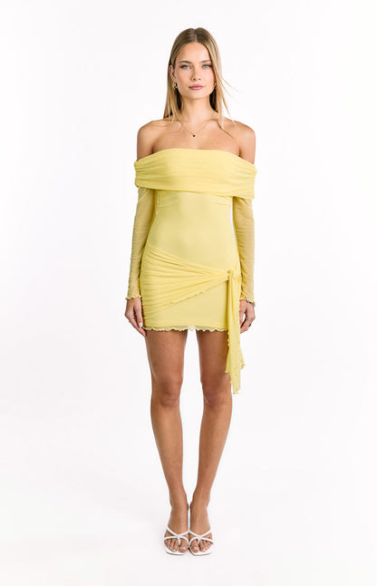 Paige Yellow Off The Shoulder Mini Dress