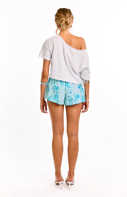 Paros Blue Beaded Mini Shorts