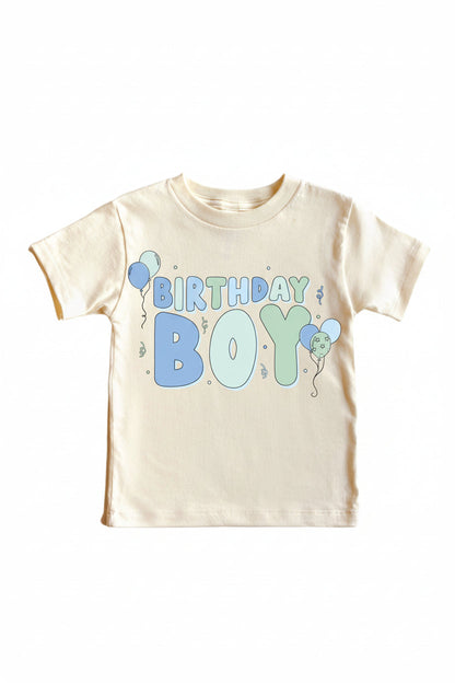 Birthday Boy Graphic Bodysuit & Kids Tee | Natural