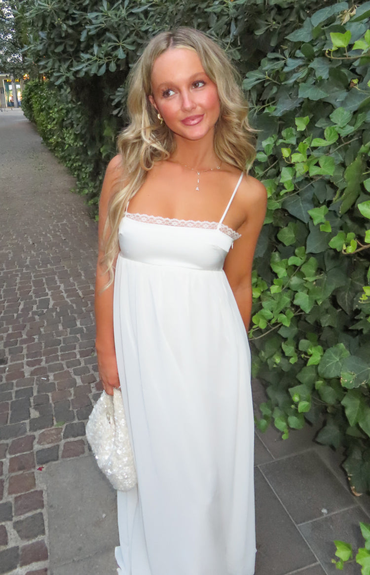 Patsy White Satin Maxi Dress
