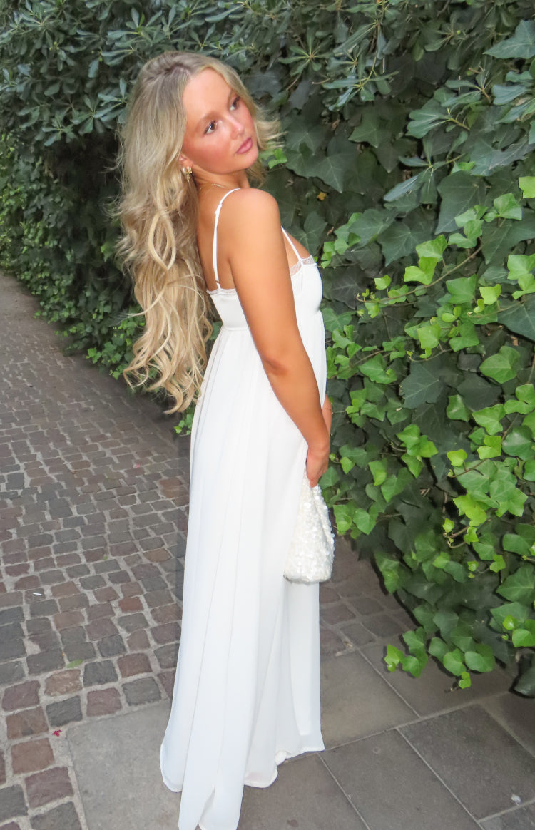 Patsy White Satin Maxi Dress