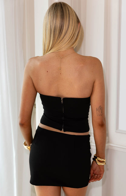 Perla Black Low Waisted Mini Skirt