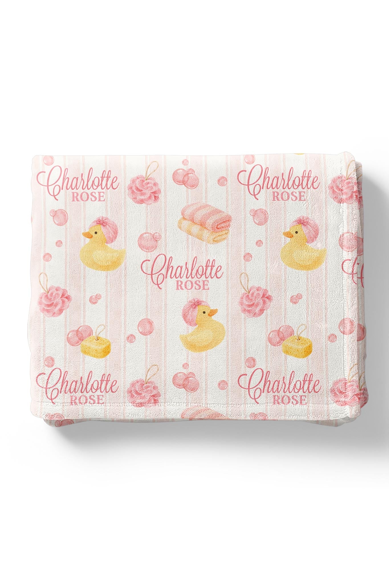 Personalized Kids Blanket | Bubble Duckies Pink
