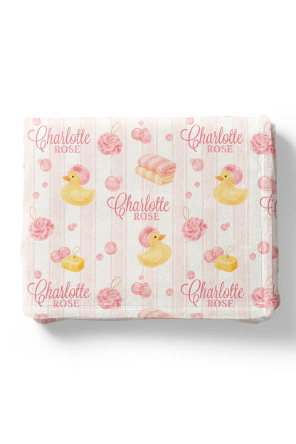 Personalized Kids Blanket | Bubble Duckies Pink