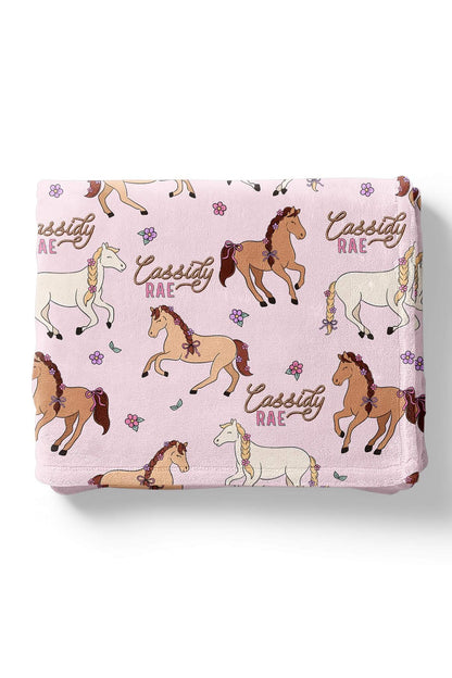 Personalized Kids Blanket | Pony Club Pink