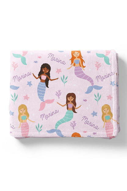Personalized Kids Blanket | Let's Be Mermaids