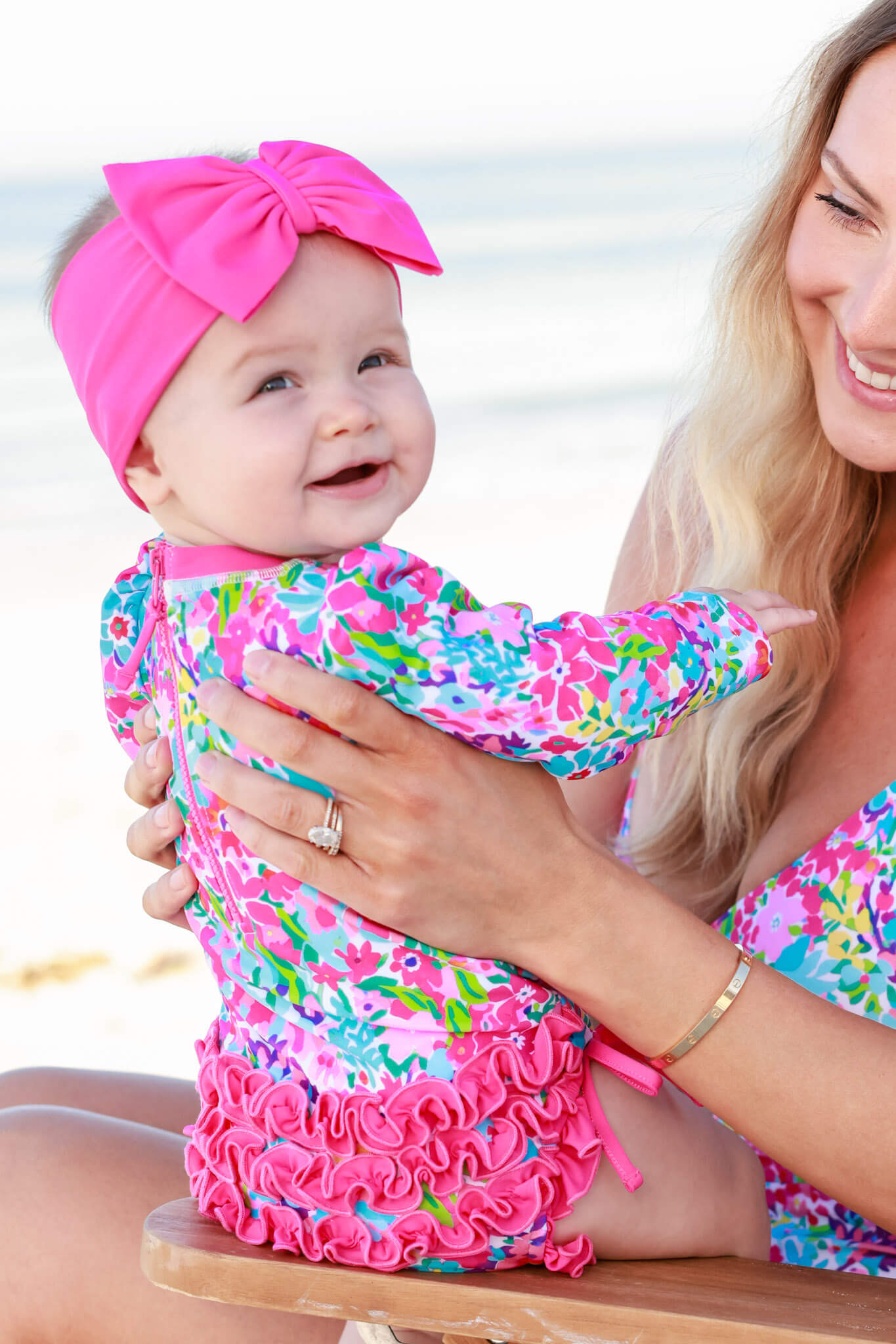 Long Sleeve Rash Guard With Ruffle Bottom | Petal Splash