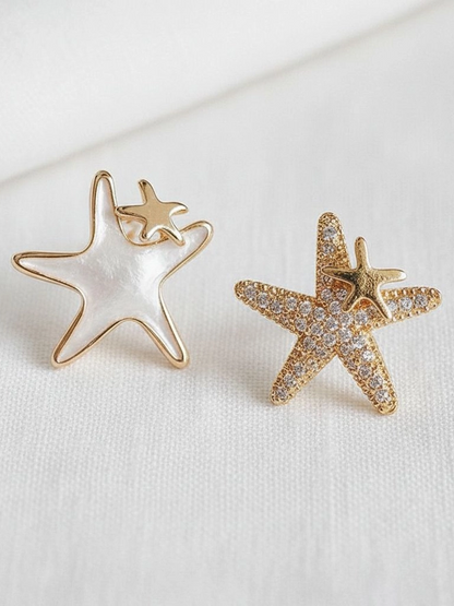 27 Asymmetrical Star Fish Stud Earrings