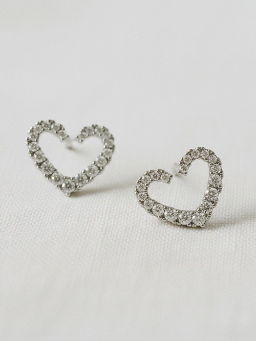 27 Crystal Heart Stud Earrings