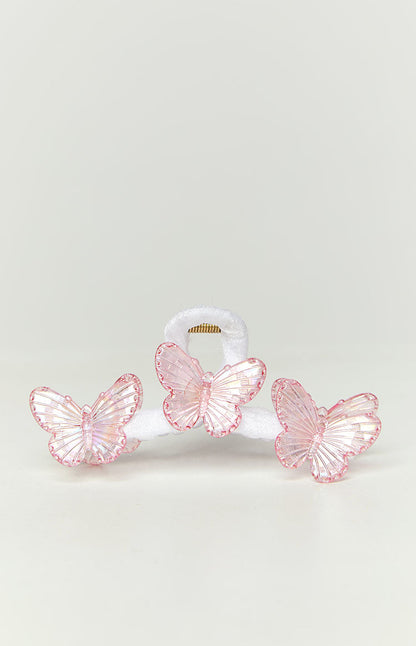 Pink Iridescent Butterfly Claw Clip
