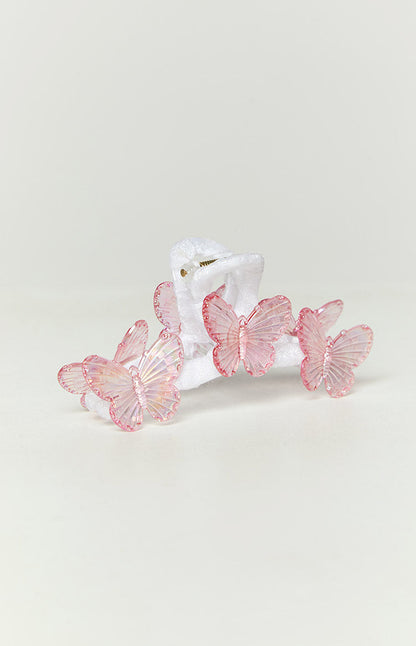 Pink Iridescent Butterfly Claw Clip