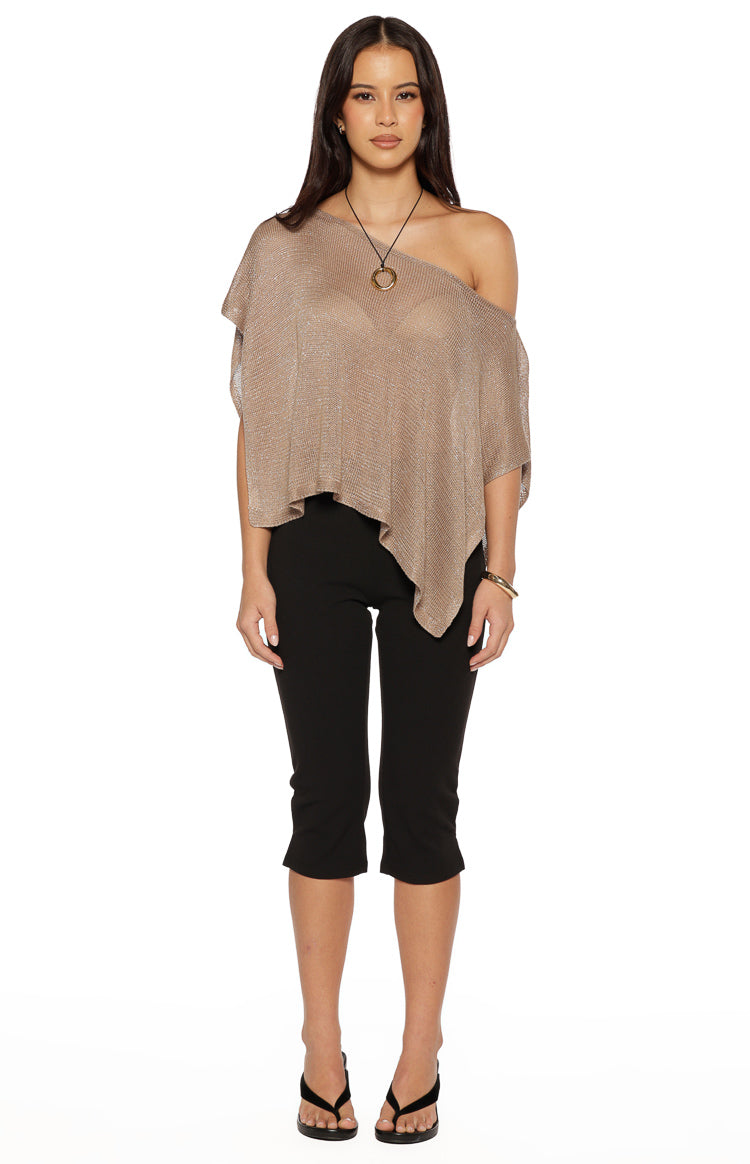 Pipa Metallic Knit Poncho