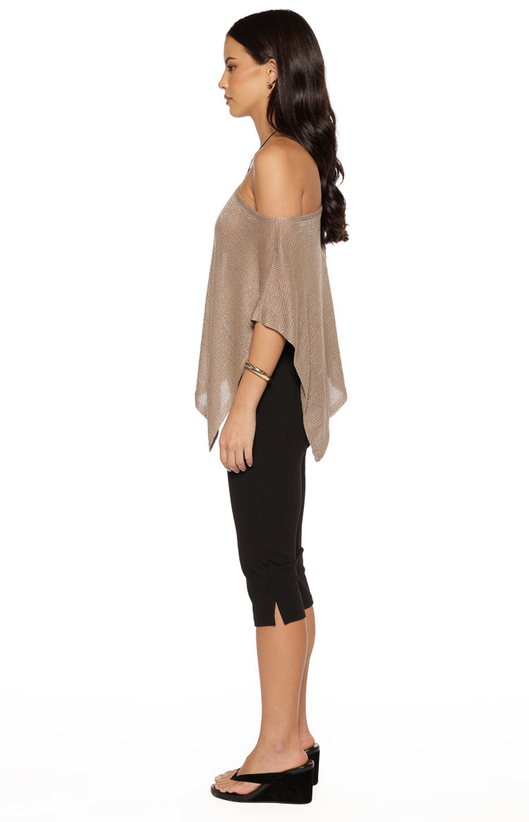 Pipa Metallic Knit Poncho