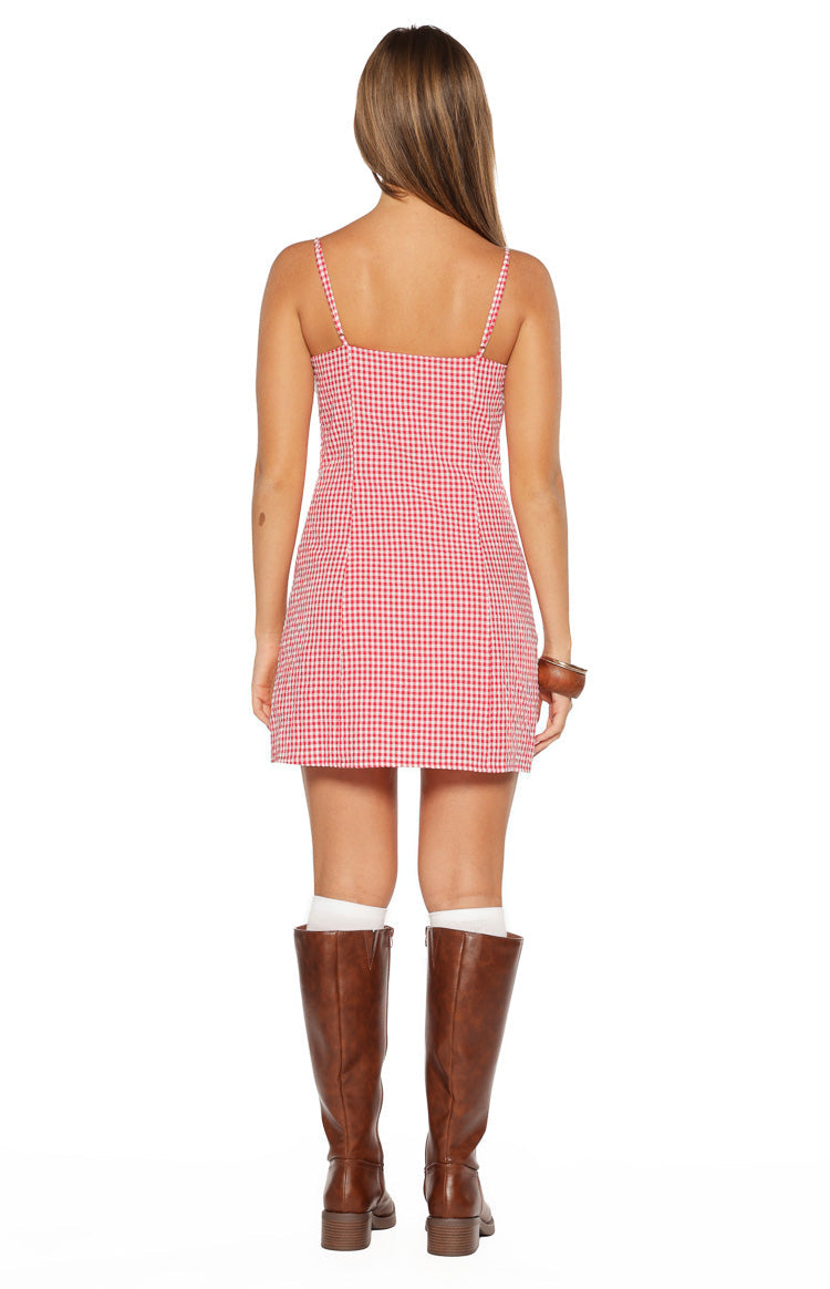 Please Red Gingham Mini Dress