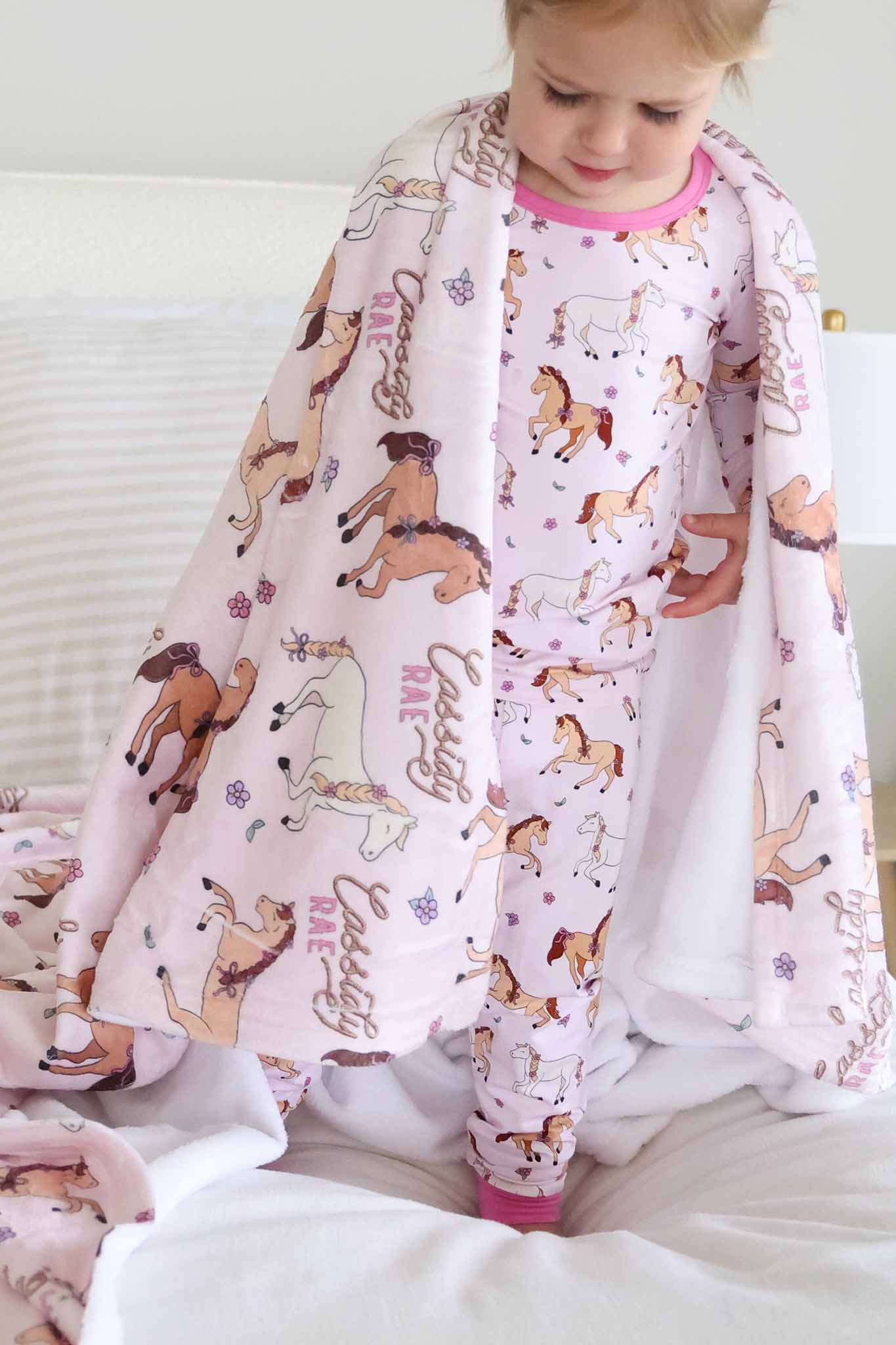 Personalized Kids Blanket | Pony Club Pink