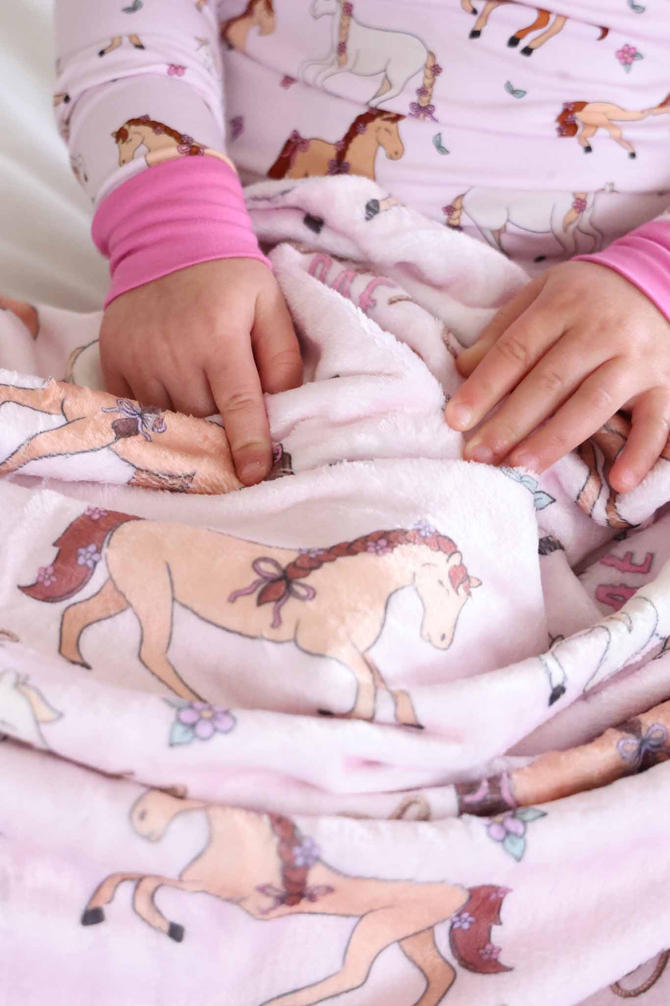 Personalized Kids Blanket | Pony Club Pink