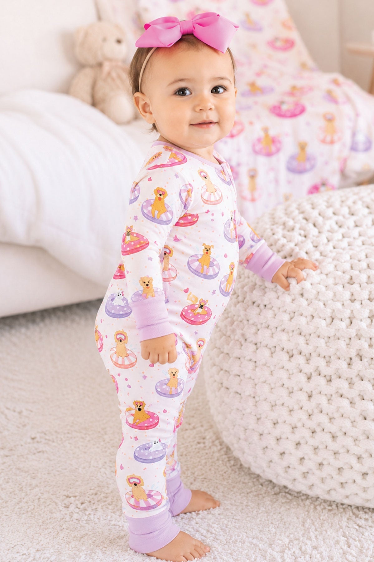Convertible Zip Romper | Poolside Pups Pink