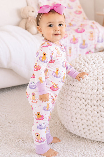 Convertible Zip Romper | Poolside Pups Pink