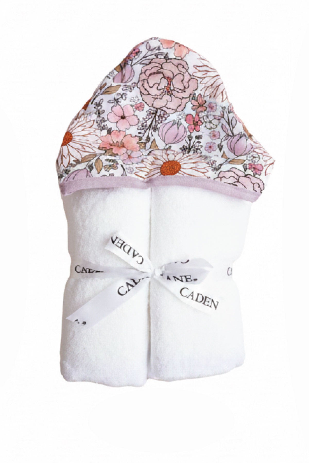 Embroidered Bamboo Hooded Towel | Purple Floral