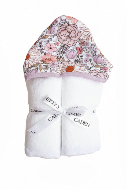Embroidered Bamboo Hooded Towel | Purple Floral