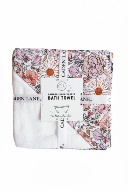 Embroidered Bamboo Hooded Towel | Purple Floral