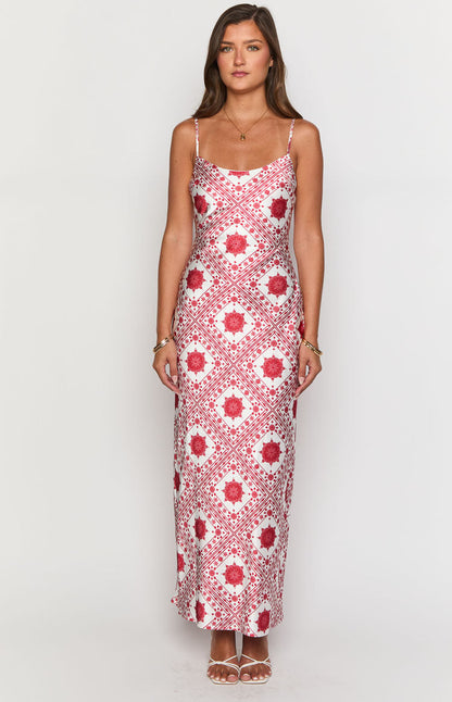 Renesmee Red Tile Print Maxi Dress