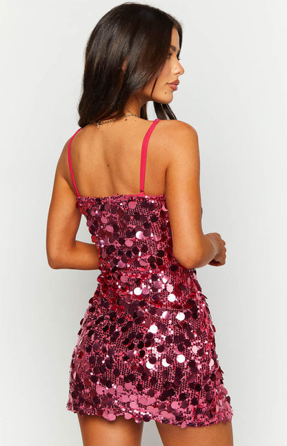 Radiant Pink Sparkle Mini Dress