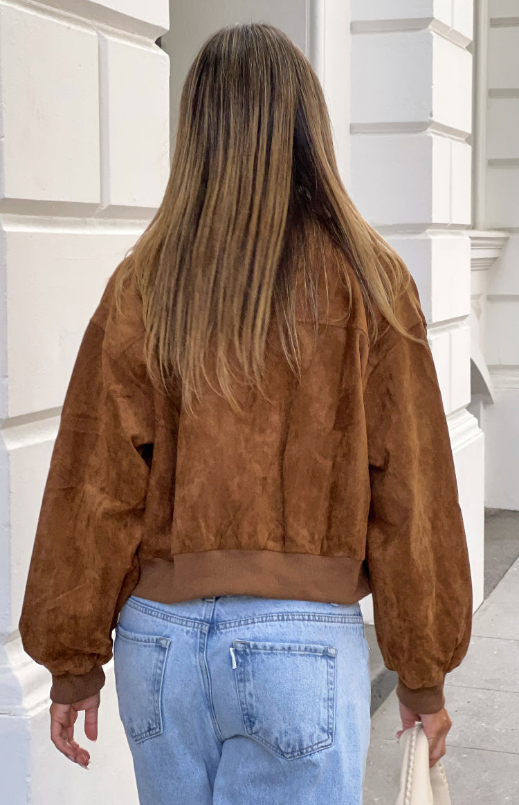Rebecca Tan Cuffed Suedette Bomber Jacket