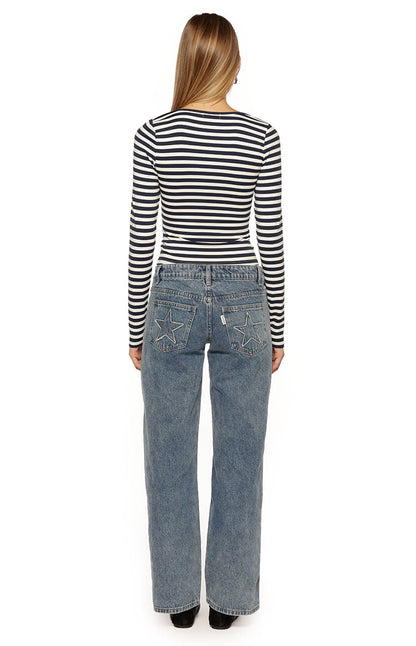 Ronney Navy Stripe Long Sleeve Top