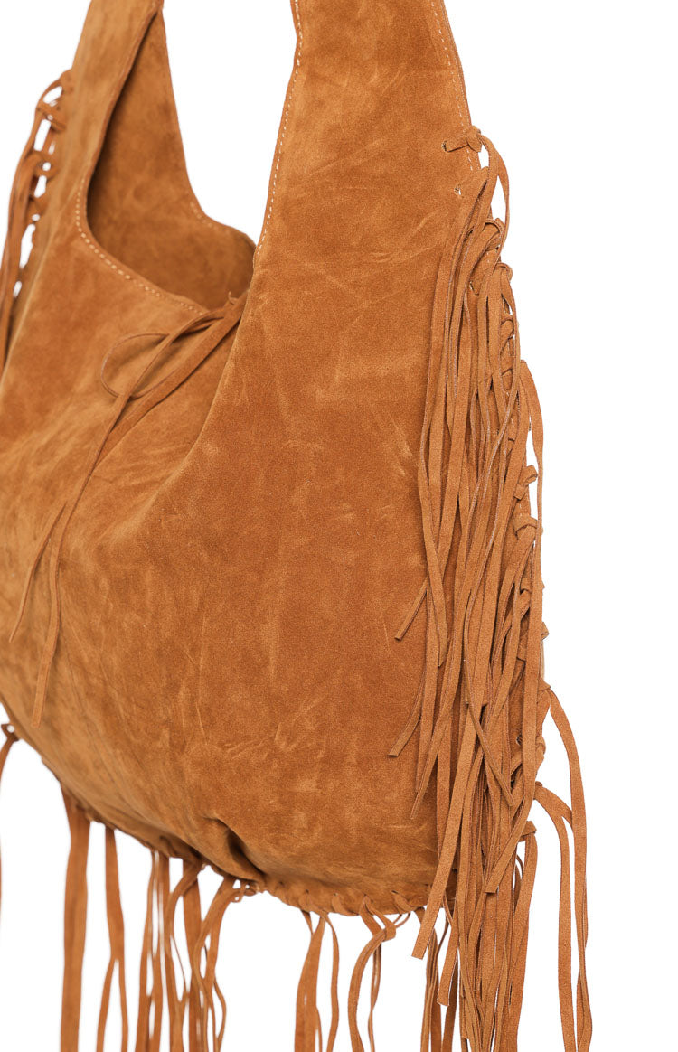 Rosalie Tan Suedette Fringe Shoulder Bag