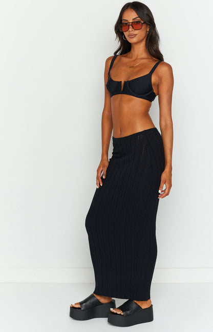 SNDYS Baha Ribbed Skirt Black