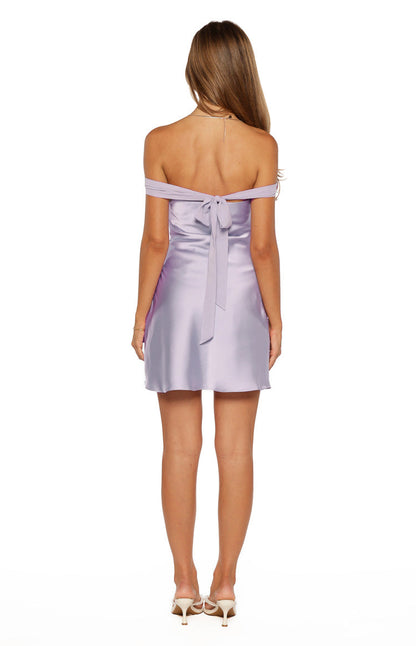 Sandie Lilac Off The Shoulder Mini Dress