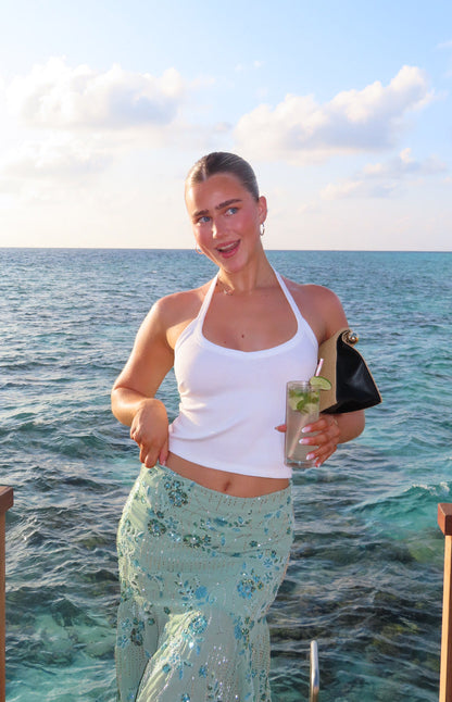 Sawyer White Halter Neck Top