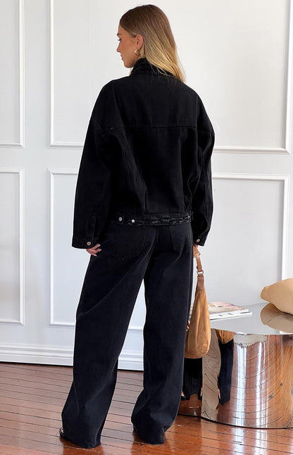 She's Yours Black Wide Leg Boyfriend Jeans