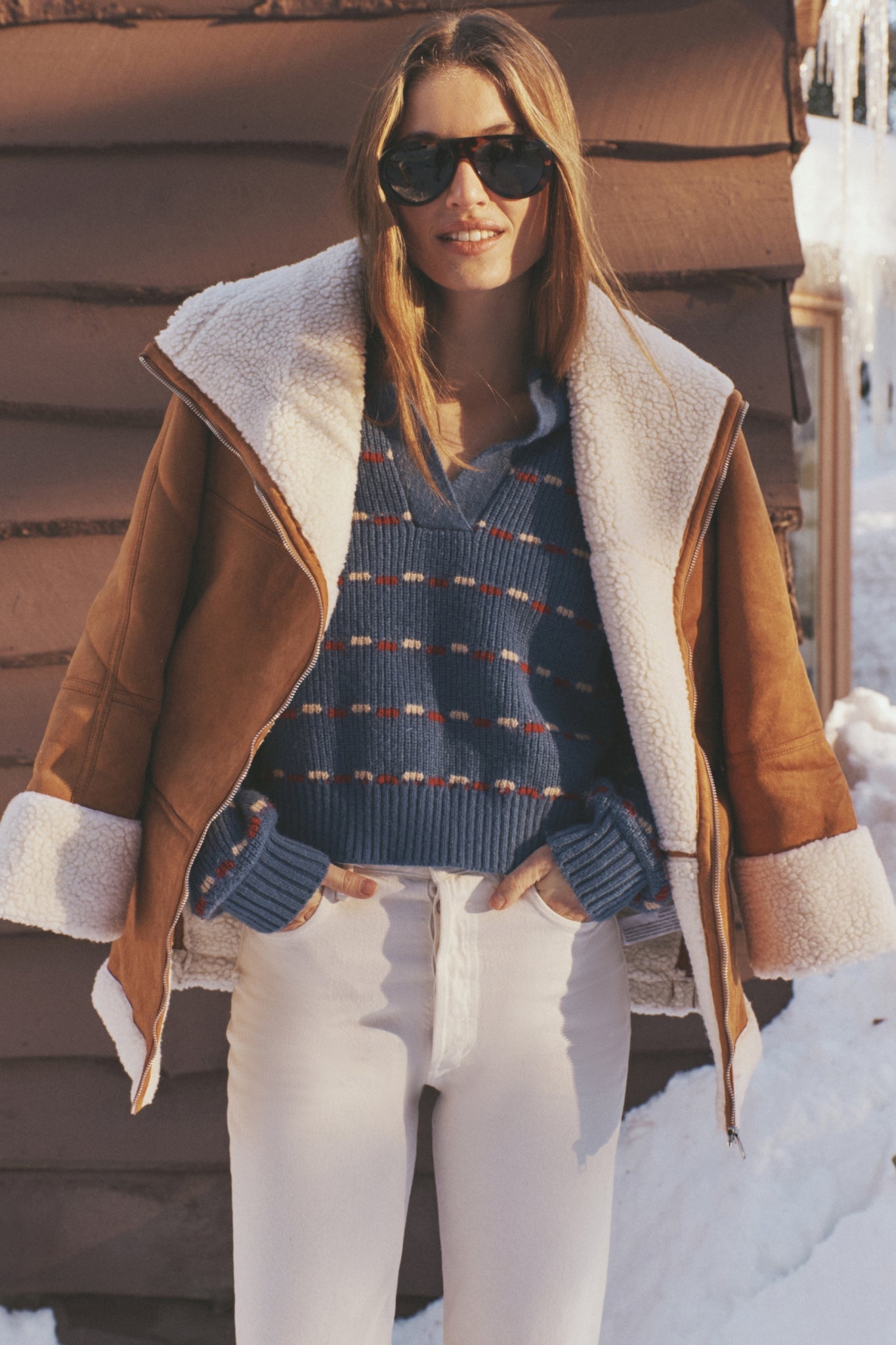 Camel Fur Trim Suede Coat