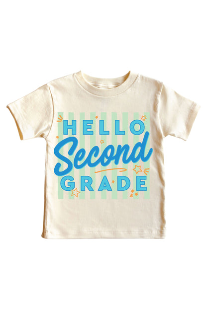 Hello New Grade Stripes Kids Graphic Tee | Natural