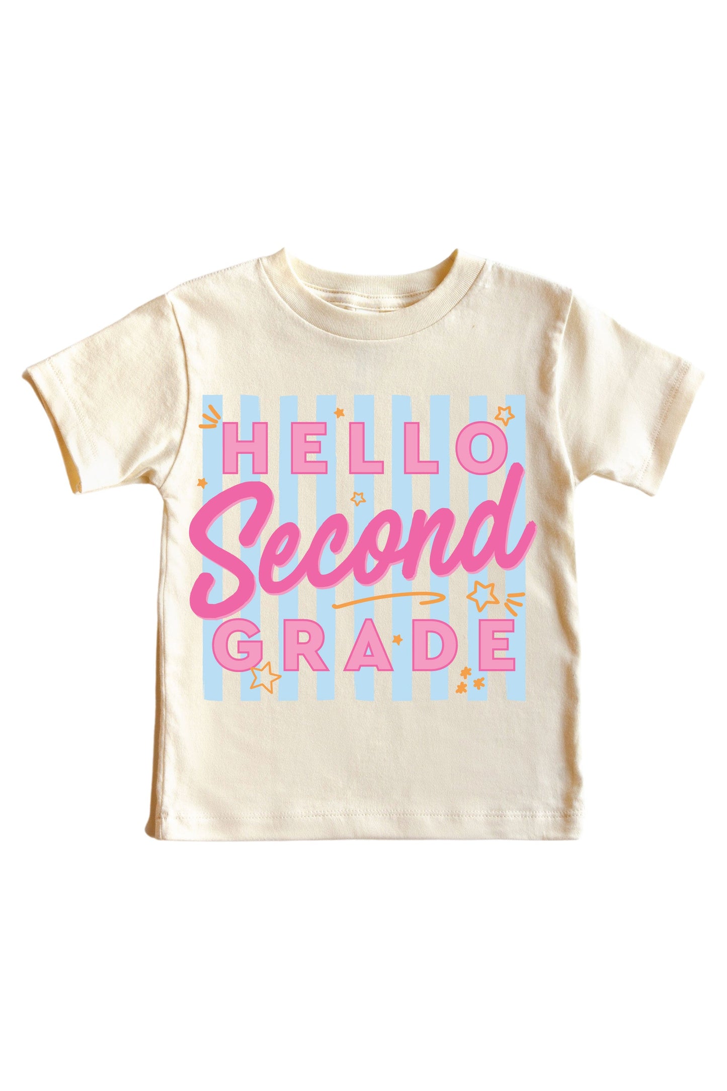 Hello New Grade Stripes Kids Graphic Tee | Natural