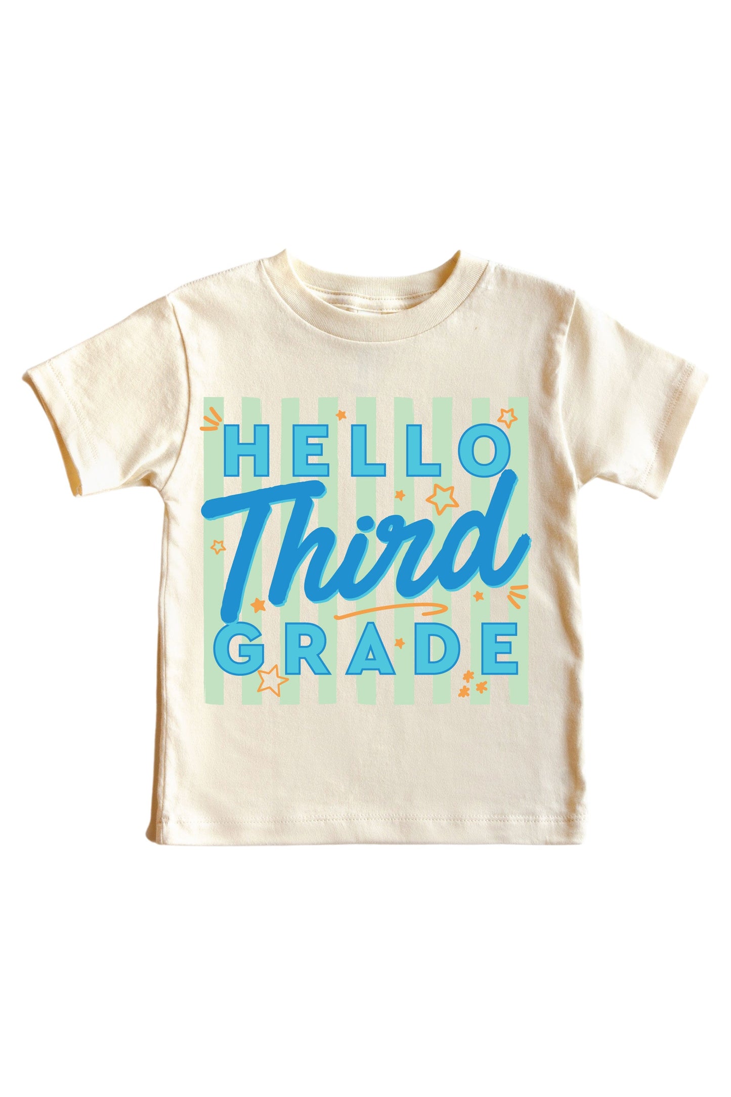 Hello New Grade Stripes Kids Graphic Tee | Natural