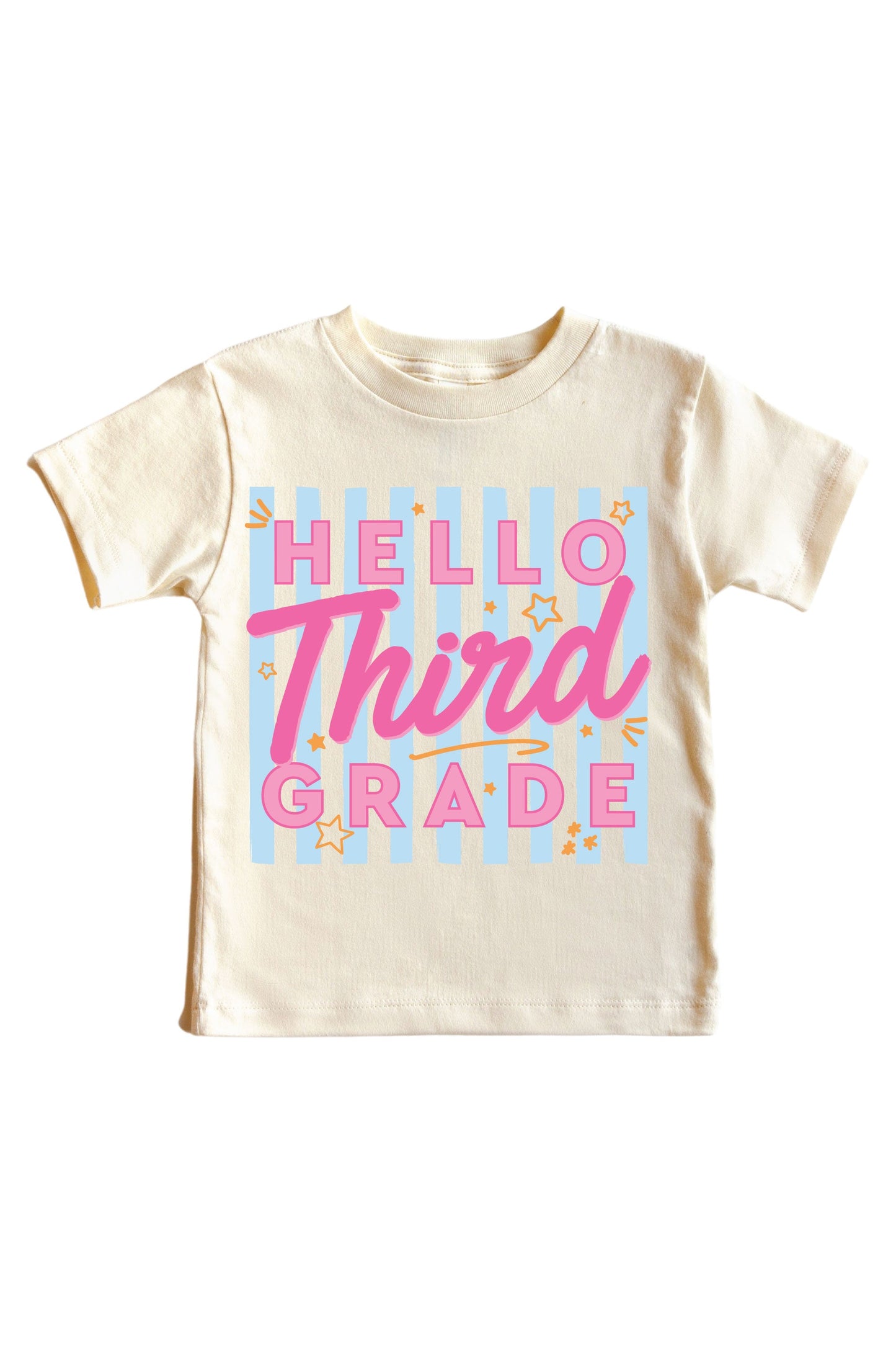 Hello New Grade Stripes Kids Graphic Tee | Natural