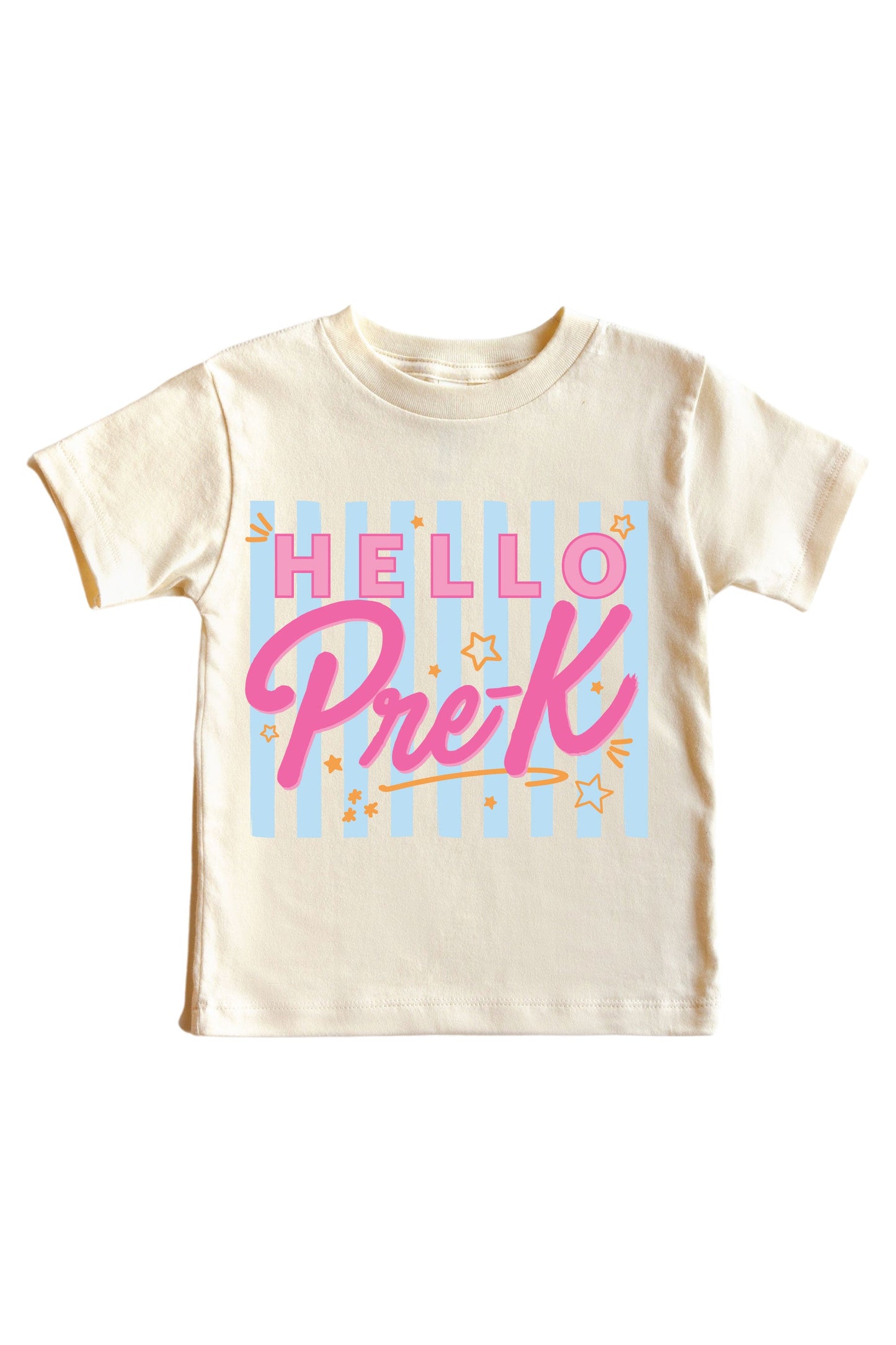 Hello New Grade Stripes Kids Graphic Tee | Natural