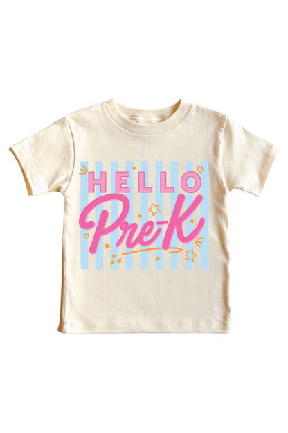 Hello New Grade Stripes Kids Graphic Tee | Natural