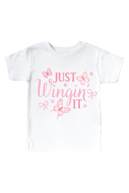 Just Wingin' It Graphic Bodysuit & Kids Tee | White