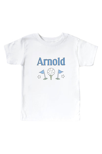 Personalized Caddie Crew Blue Graphic Bodysuit & Kids Tee | White