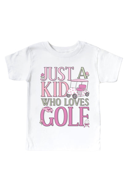 A Kid With Golf Love Pink Graphic Bodysuit & Kids Tee | White